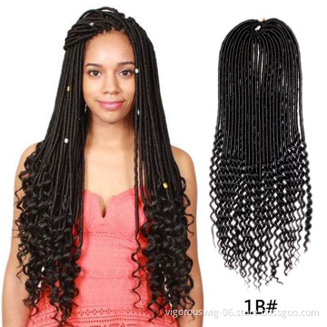 Goddess Locs Crochet Hair for Women 20 Inch Straight Faux Locs Crochet Braiding Hair With Curly Ends Soft Synthetic Extension
